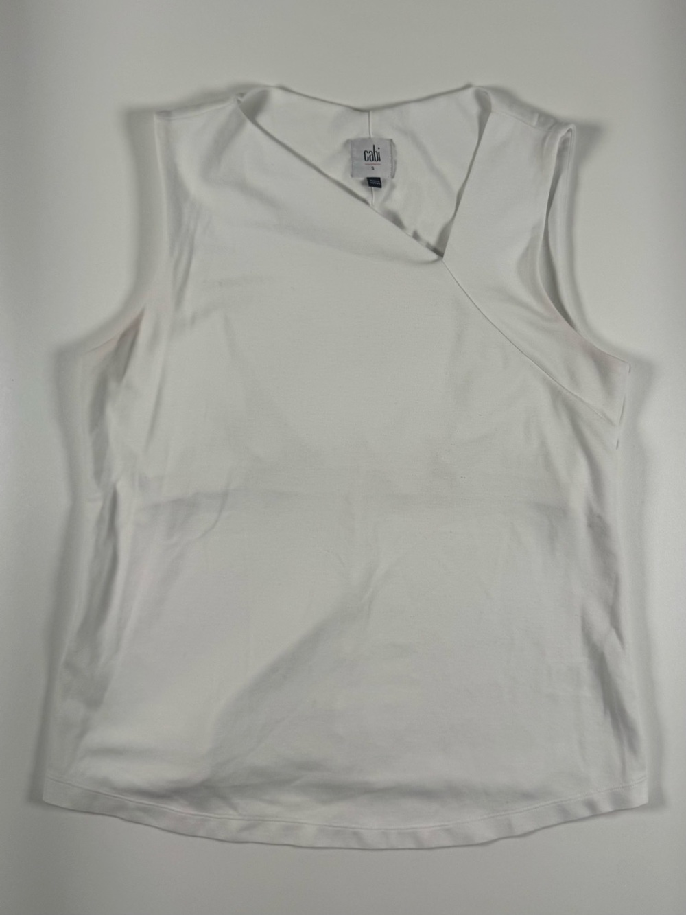 CAbi White Sleeveless Wrap-Front Tank